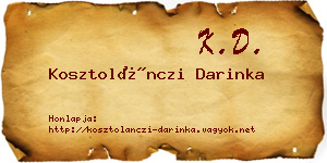 Kosztolánczi Darinka névjegykártya
